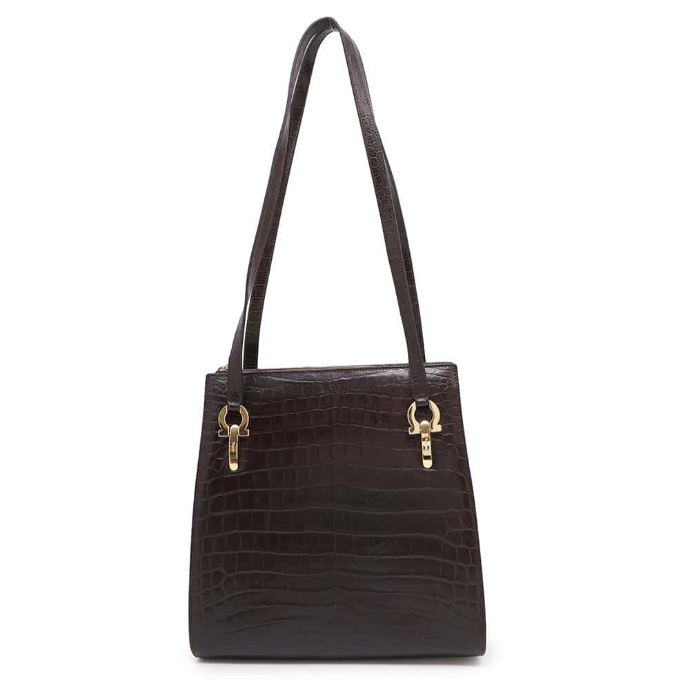 Salvatore Ferragamo Shoulder Bag Gancini Embossed Leather